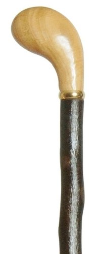 Bastón de Haya con mango forma de pistola. Palo rústico
