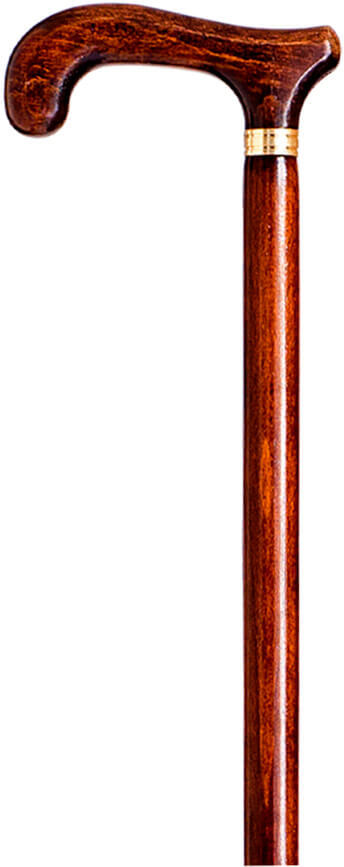 Bastón clásico de apoyo en madera de haya marrón oscuro. Contera de goma.
