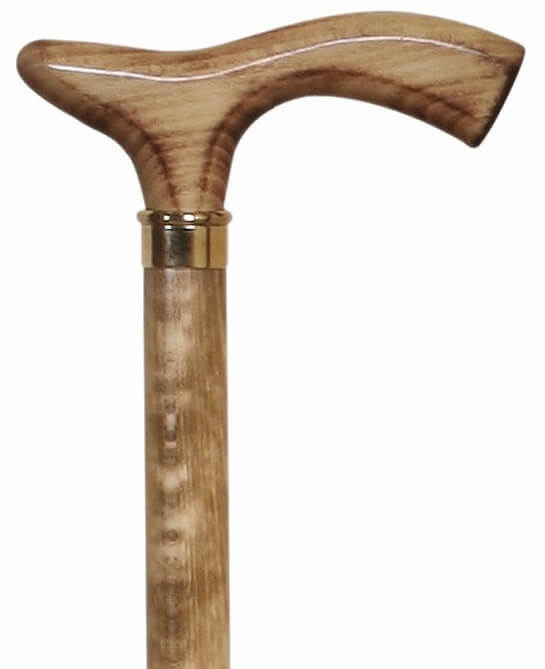Bastón clásico puño plano en madera de haya flameado. Contera de goma.