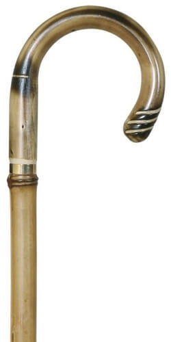 Bastón de bambú con puño curvo madera de castaño. Contera de goma.