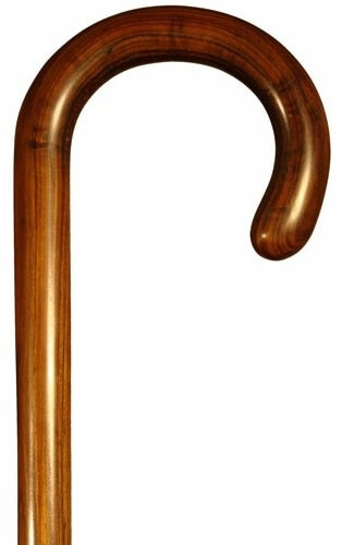 Bastón curva de 1 sola pieza madera de Palisandro. Contera de goma.