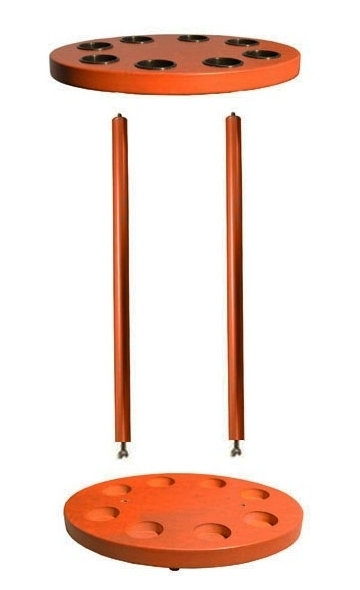 Expositor ovalado color naranja para 8 bastones. Dimensiones: 56 x 25 x 20 cm.