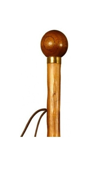 Bastón Bola madera de Mongoy, palo madera de Castaño Congo. Cordón incluido. Contera de goma.