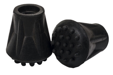 Contera de goma negra para bastones y muletillas de Aluminio, tanto plegables como extensibles.