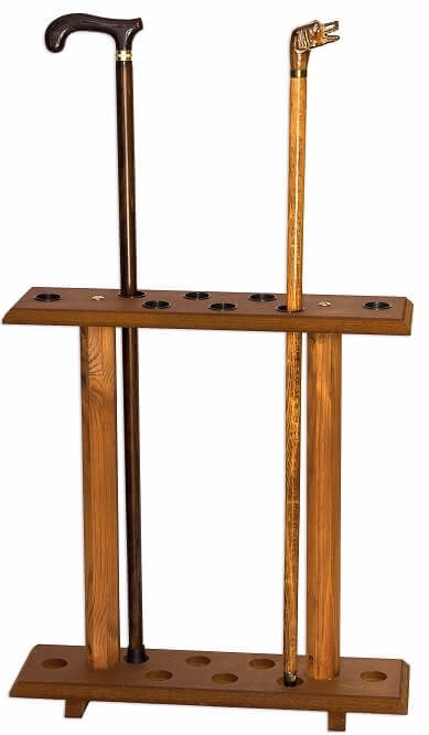 Expositor rectangular de madera para 8 bastones. Dimensiones 52 x 25 x 60 cm.