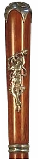 Bastón madera de bubinga en su totalidad con adornos en plata de ley. Contera cónica de goma.