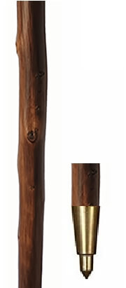 Bastón curvo madera de castaño flameado. Contera metálica pincho o de goma.