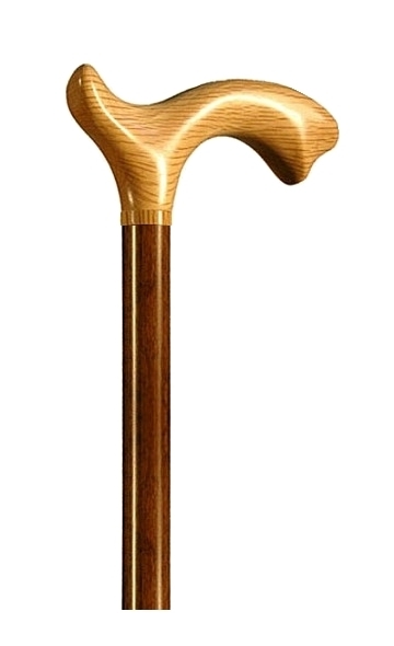 Bastón madera de Encina anatómico. Mano derecha. Palo madera de haya color nogal. Contera de goma.
