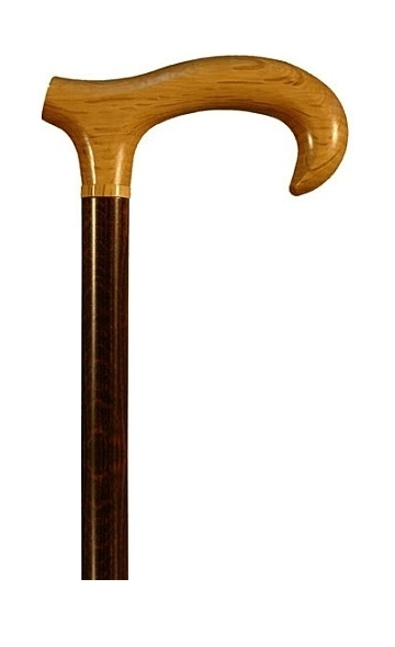 Bastón clásico en madera de encina. Palo madera de haya color nogal. Contera de goma.