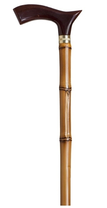 Bastón modelo Inglés, puño concha. Palo caña de bambú. Contera de goma.