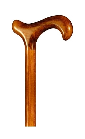Bastón / Muletilla con empuñadura clasica Derby madera de haya flameada. Contera de goma.