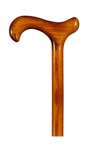 Bastón / Muletilla con empuñadura clasica Derby madera de haya flameada. Contera de goma.
