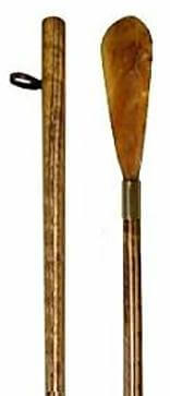 Calzador de madera de mongoy. Pala de metacrilato color ámbar. Longitud 51 a 53 cm.