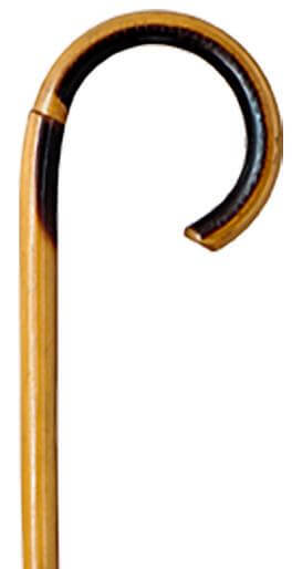 Bastón curvo de junco de 1 sola pieza entre 14 - 18 mm. de diámetro. Contera de goma.