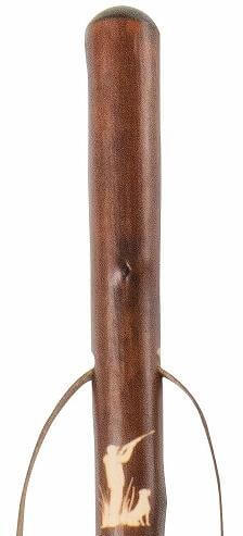 Bastón madera de castaño con cazador grabado láser. Contera goma y de metal, suelo duro o blando.