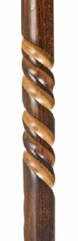 Bastón Derby con triple espiral tallado madera de haya. Contera de goma.