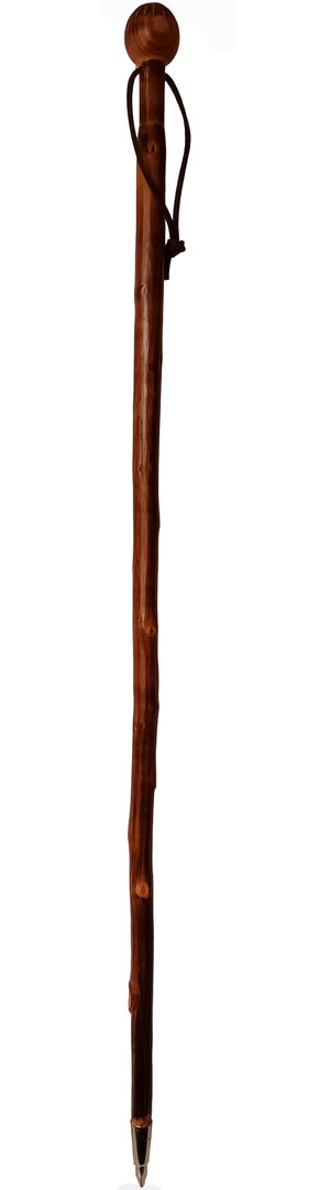 Bastón vasco Makila, madera de castaño flameado. Puntera metálica pincho. Cordón incluido.