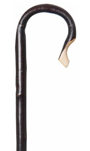 Bastón de pastor en madera de castaño con corteza. Longitud 135 cm. Contera para suelo duro o blando