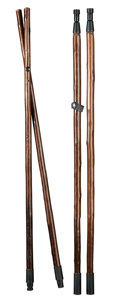 Bastón caza y naturaleza madera castaño. Palos atornillados. Contera combi. Longitud de 150 a 180 cm
