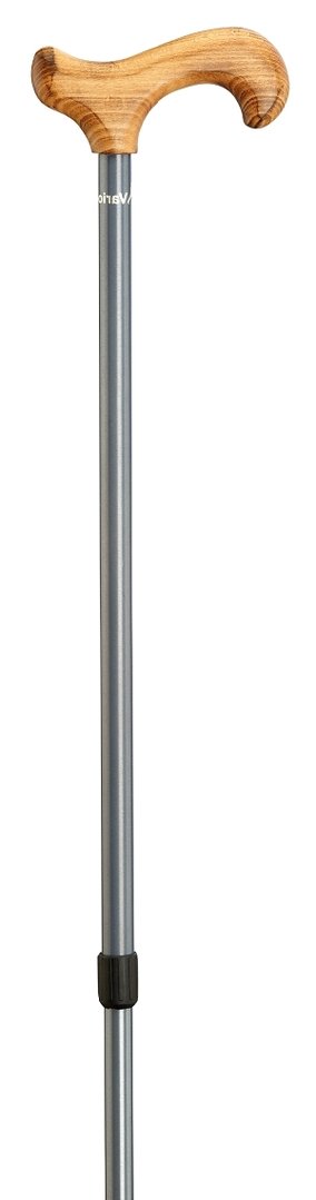 Bastón telescópico de aluminio con mango Derby flameado de madera de Haya