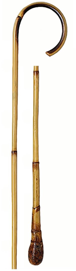 Bastones curvos de Junco con porra natural. Dos modelos: Fino y Grueso. Longitud aprox.: 92/95 cm.
