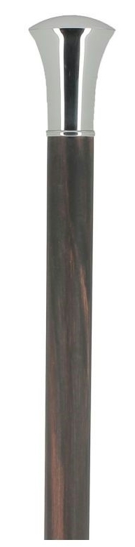 Bastón Milord plata cruz vasca (Lauburu). Palo fibra carbono. Contera de goma y funda de tela negra.