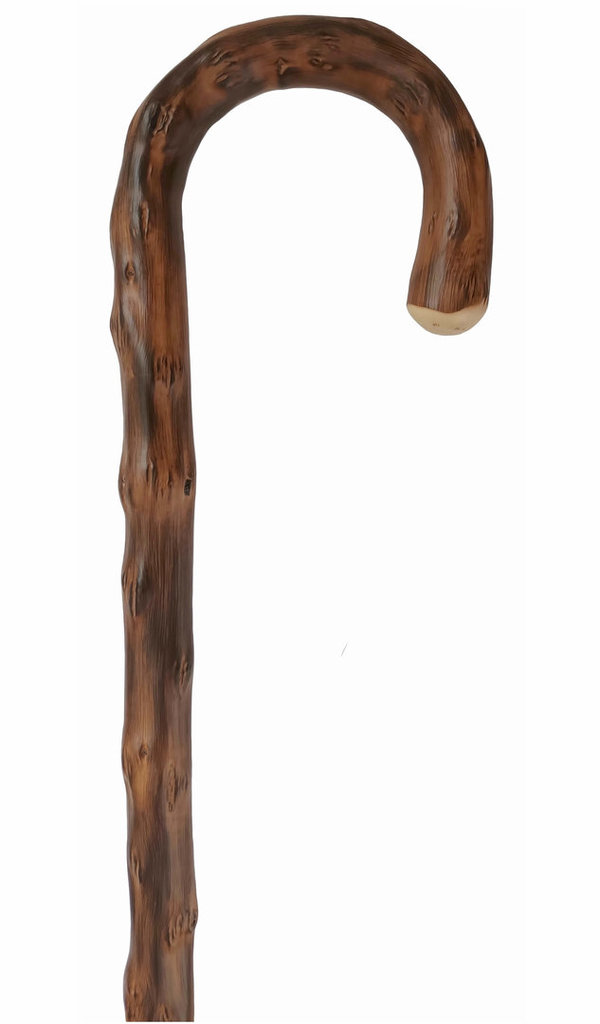 Bastón curvo de 1 sola pieza en madera de castaño congo. Contera de goma.