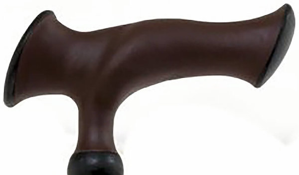 Bastón extensible con puño ergonómico estampado marrón. Tacto suave. Contera de goma.
