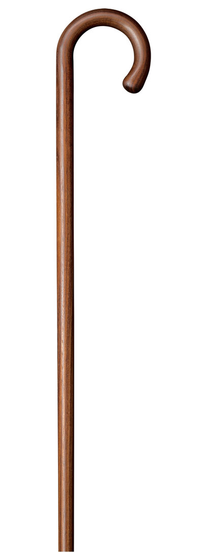 Bastón curvo madera de nogal americano de una sola pieza, hecho a mano. Contera de goma.