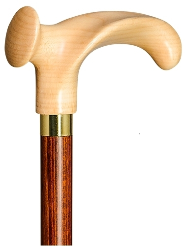 Bastón anatómico con puño madera de arce natural. Mano derecha o izquierda. Contera de goma.