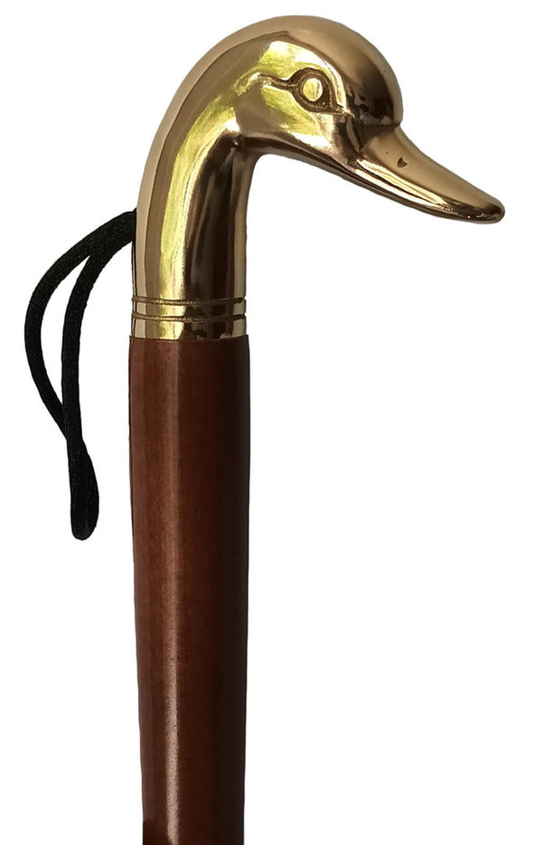 Calzador desmontable con cabeza de pato y pala de latón. Longitud aprox. 37 cm.