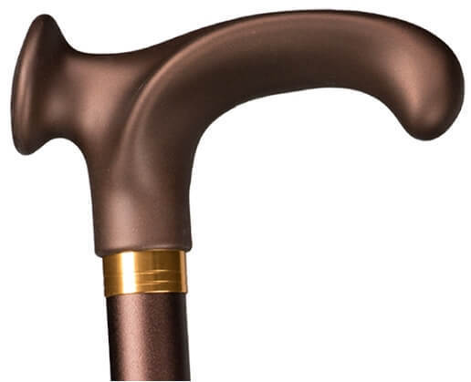 Bastón plegable aluminio color bronce, puño anatómico tacto suave. Derecha o izquierda. Contera goma
