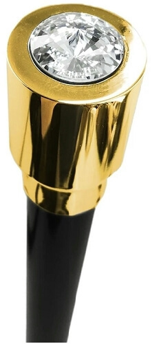 Lujoso bastón de ceremonia chapado en oro de 24K con cristal decorativo en la parte superior.
