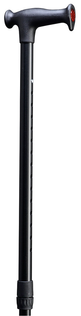 Bastón extensible aluminio negro 2 reflectantes. Puño Escort. Longitud de 79 a 106 cm. Contera goma.