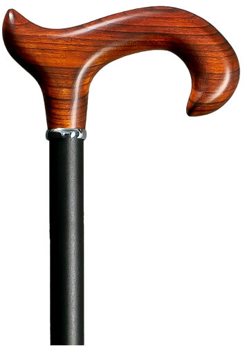 Bastón extensible delgado madera cerezo. Palo aluminio negro. Longitud: de 75 a 100 cm. Contera goma