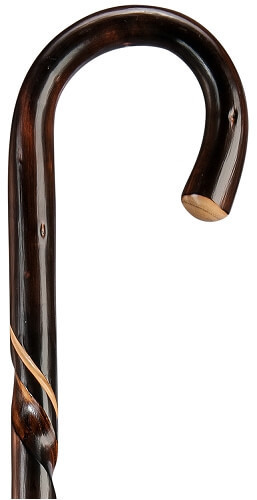 Bastón madera castaño fresado con doble espiral