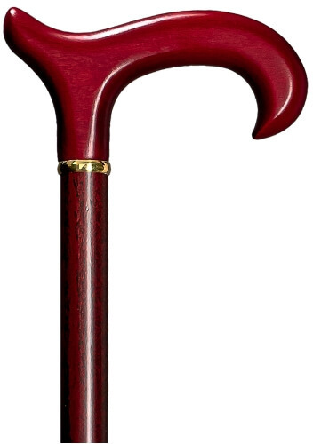 Bastón clásico Derby en madera de haya color rojo caoba. Contera de goma.