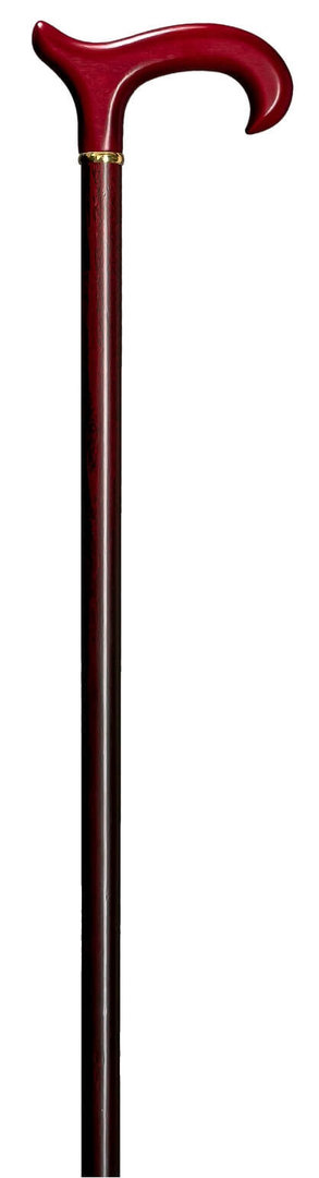 Bastón clásico Derby en madera de haya color rojo caoba. Contera de goma.