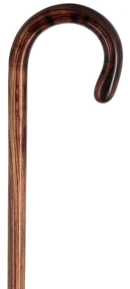 Bastón curva madera de violeta de 1 sola pieza. Contera de goma.