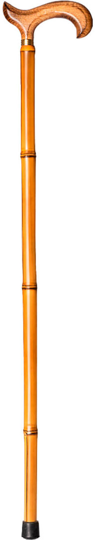 Bastón bambú puño de madera. Contera de goma.