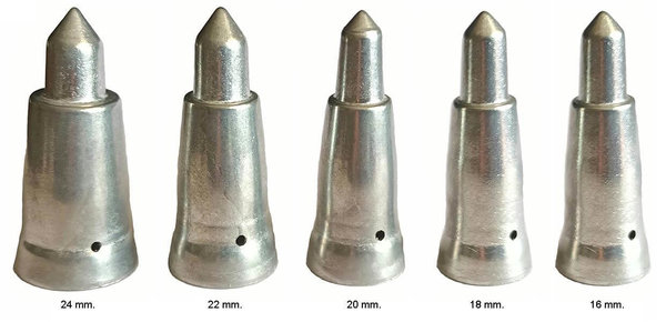 Punteras metálicas pincho para bastones de montaña en 5 diámetros. 16 / 18  / 20 / 22 y 24 mm.