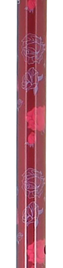 Bastón extensible resistente y ligero de fibra de carbono, motivo floral rosa. Contera de goma.